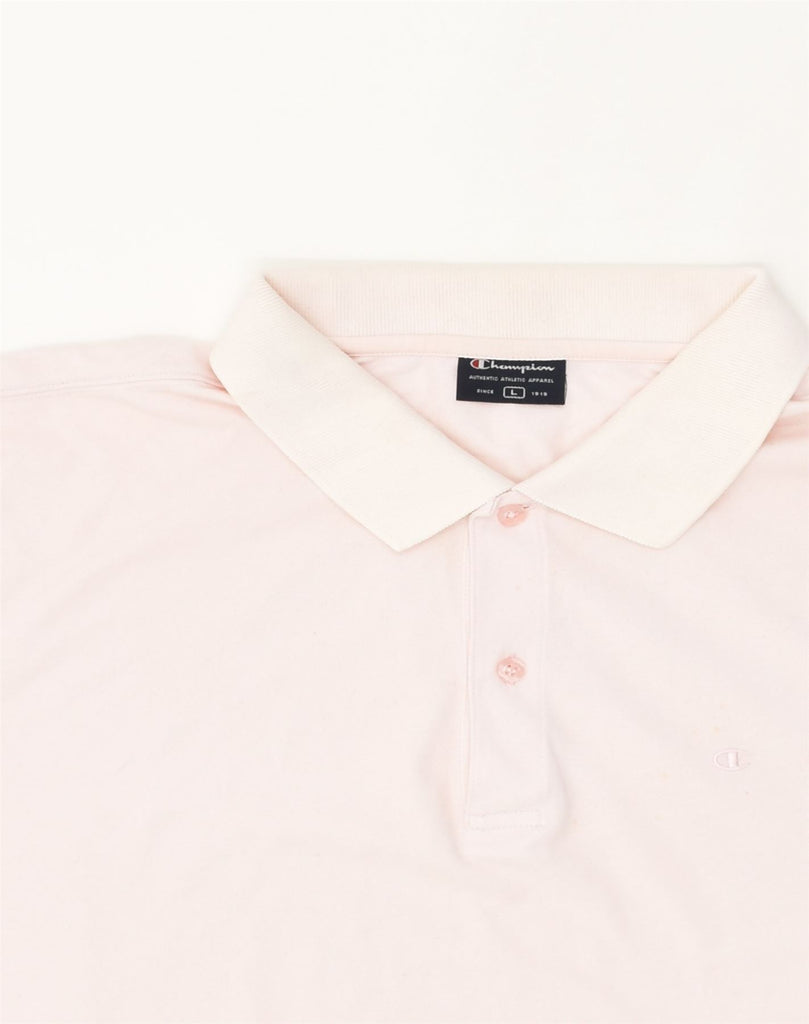 CHAMPION Mens Polo Shirt Large Pink Cotton | Vintage Champion | Thrift | Second-Hand Champion | Used Clothing | Messina Hembry 