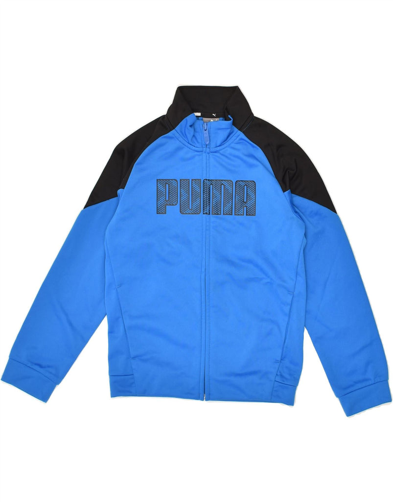 PUMA Boys Graphic Tracksuit Top Jacket 7-8 Years XS  Blue Polyester | Vintage Puma | Thrift | Second-Hand Puma | Used Clothing | Messina Hembry 