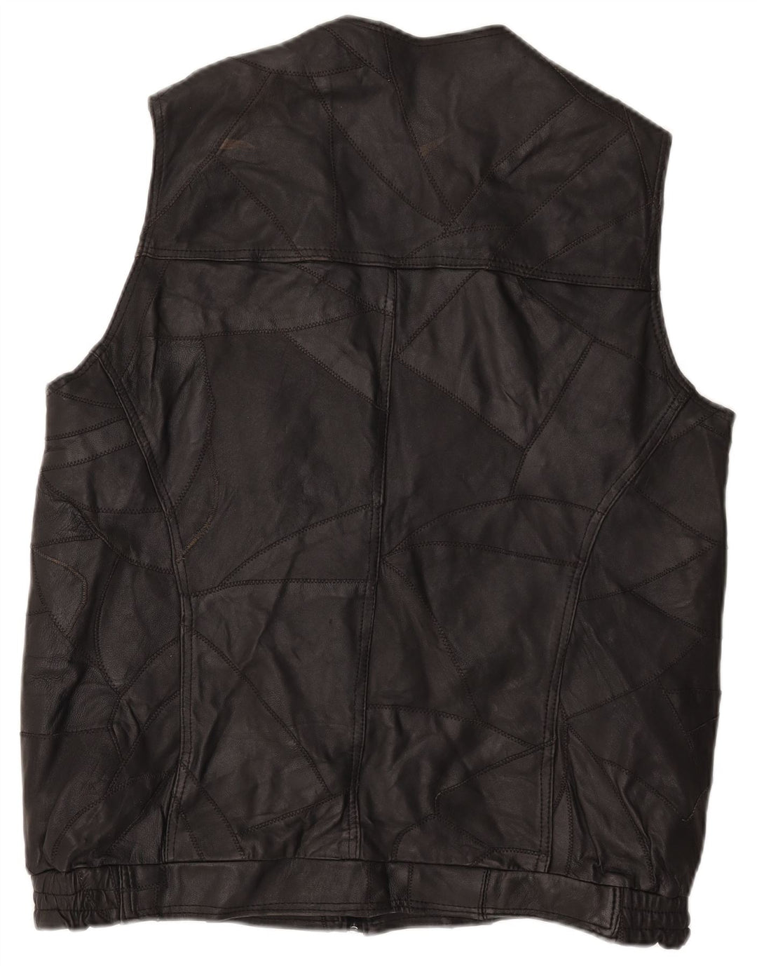 Vintage Mens Leather Gilet UK 42 XL Black