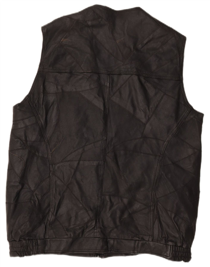 Vintage Mens Leather Gilet UK 42 XL Black