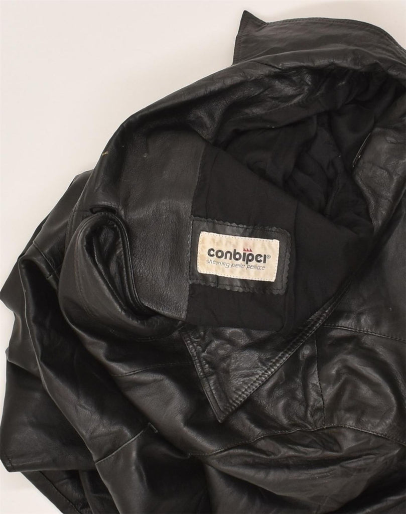 CONBIPEL Womens Leather Jacket IT 46 Large Black Leather | Vintage Conbipel | Thrift | Second-Hand Conbipel | Used Clothing | Messina Hembry 