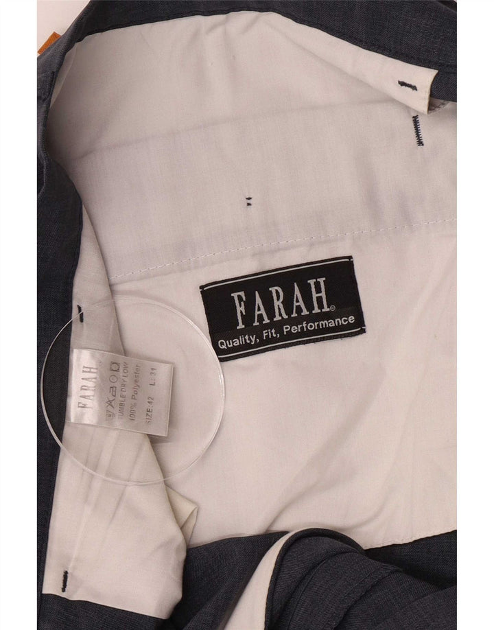 Farah Mens Straight Suit Trousers W42 L29 Grey Polyester