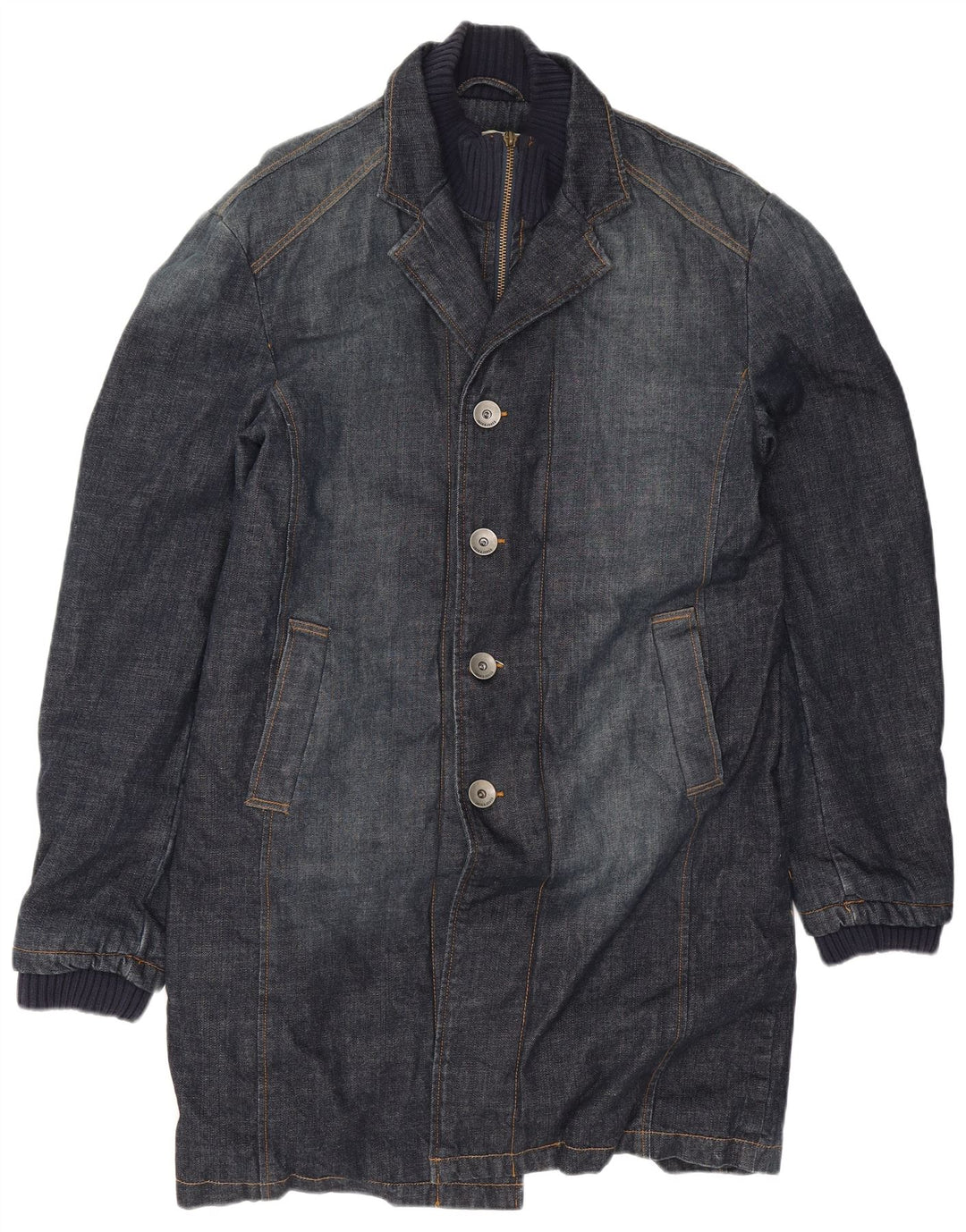 Jack & Jones Mens Denim Coat UK 44 2XL Navy Blue Cotton