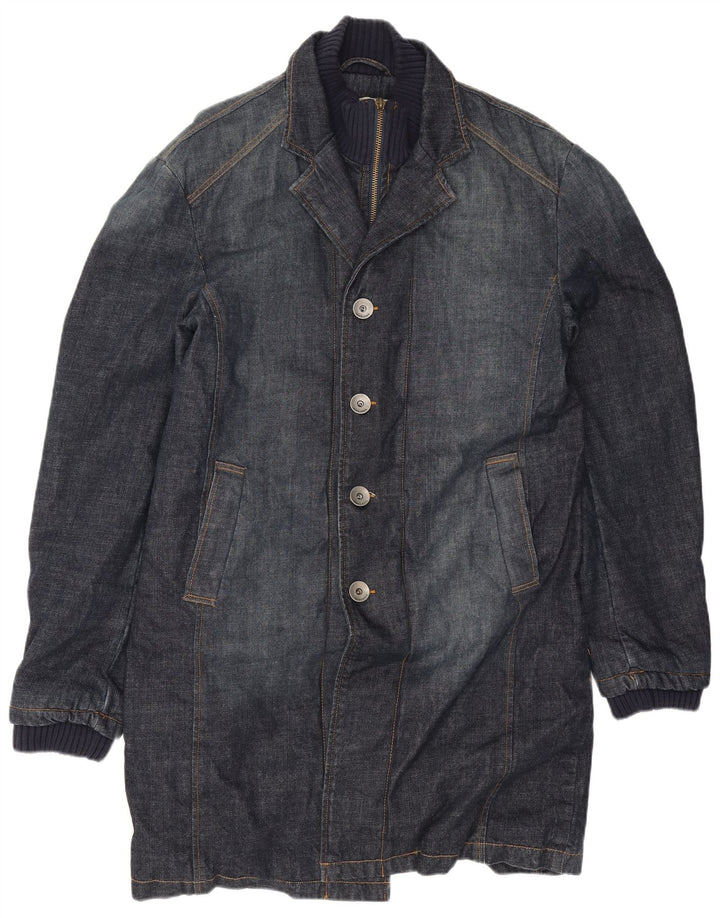Jack & Jones Mens Denim Coat UK 44 2XL Navy Blue Cotton