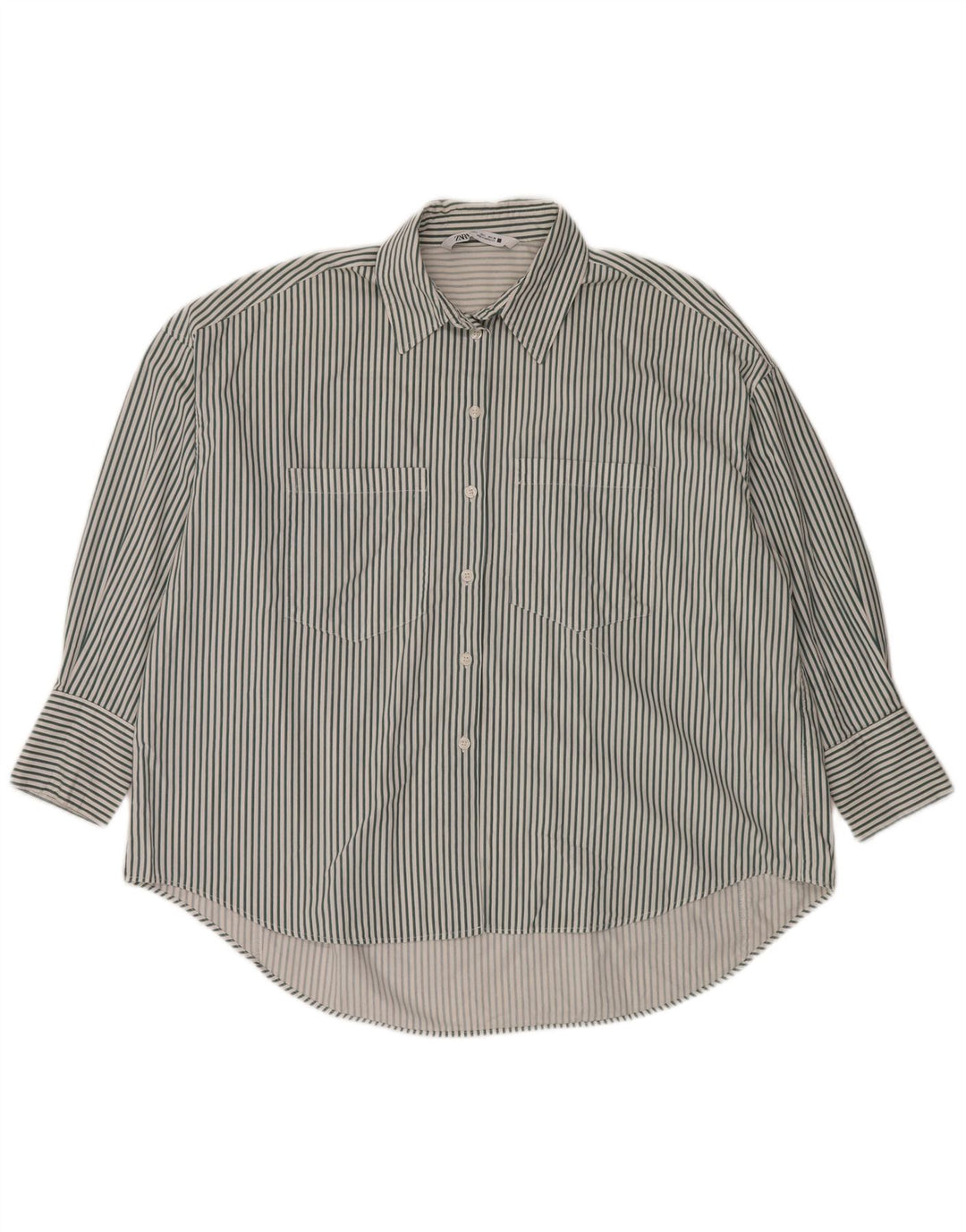 Zara Womens Oversized Shirt UK 16 Large White Striped