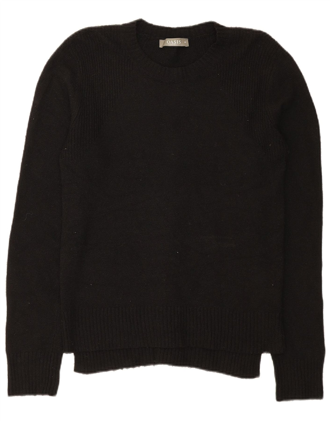 Oasis Womens Crew Neck Jumper Sweater UK 12 Medium Black Polyester