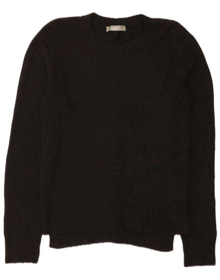 Oasis Womens Crew Neck Jumper Sweater UK 12 Medium Black Polyester