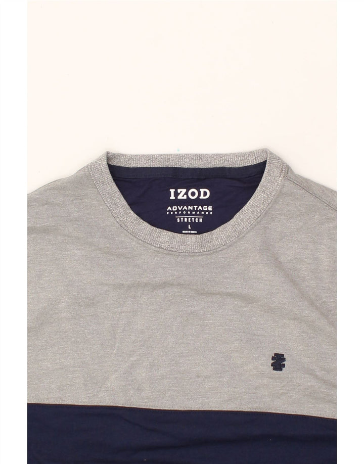 IZOD Mens Sweatshirt Jumper Large Grey Colourblock Vintage Izod and Second-Hand Izod from Messina Hembry 