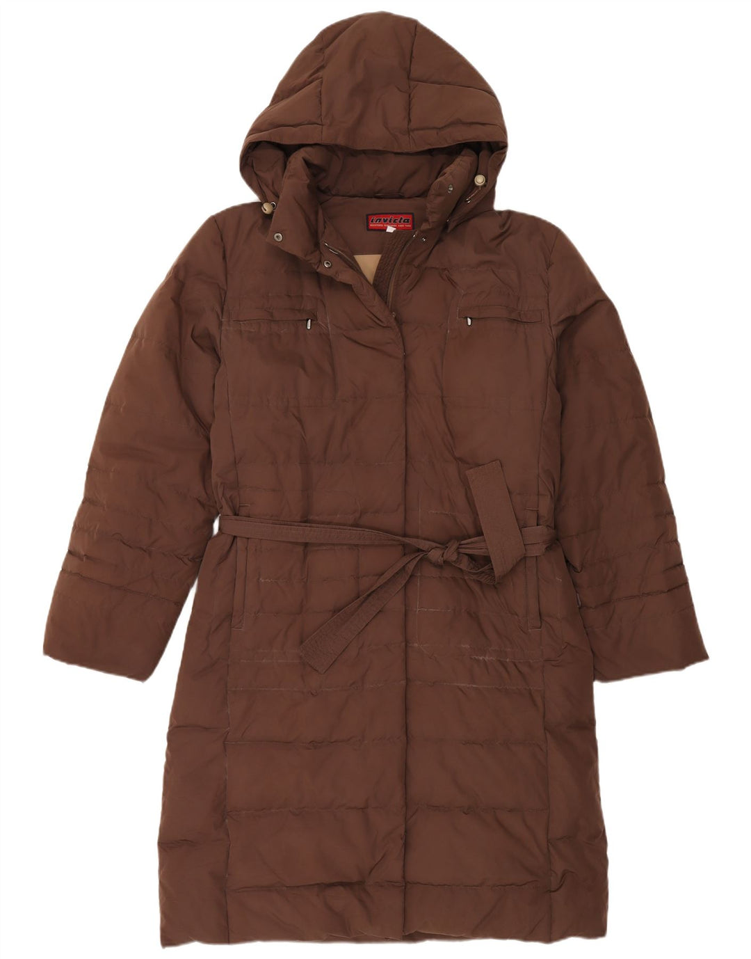 Invicta Womens Hooded Padded Coat UK 16 Large Brown Polyester