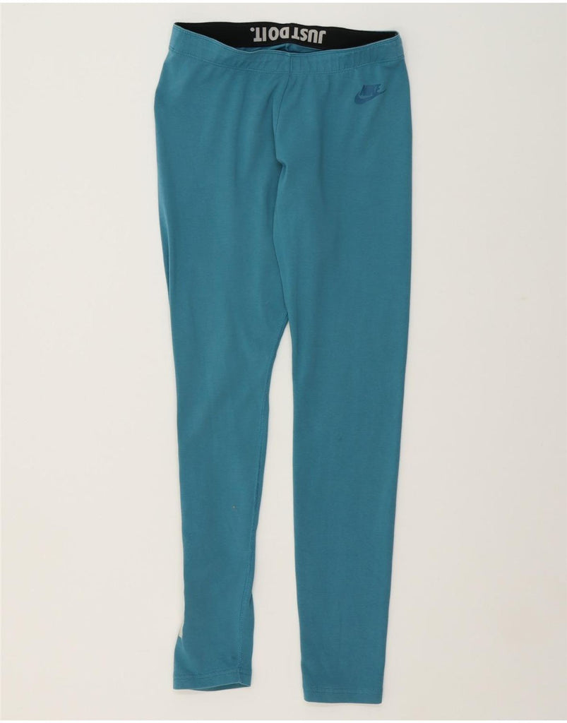 NIKE Womens Graphic Leggings UK 12 Medium Blue Cotton Vintage Nike and Second-Hand Nike from Messina Hembry 