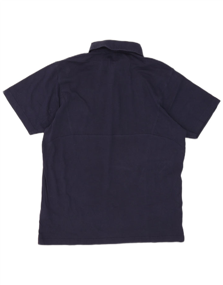 Puma Mens Graphic Polo Shirt Large Navy Blue Cotton