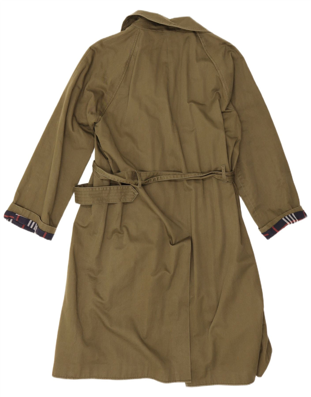 Marks & Spencer Womens Double Breasted Trench Coat UK 14 Large Khaki Cotton