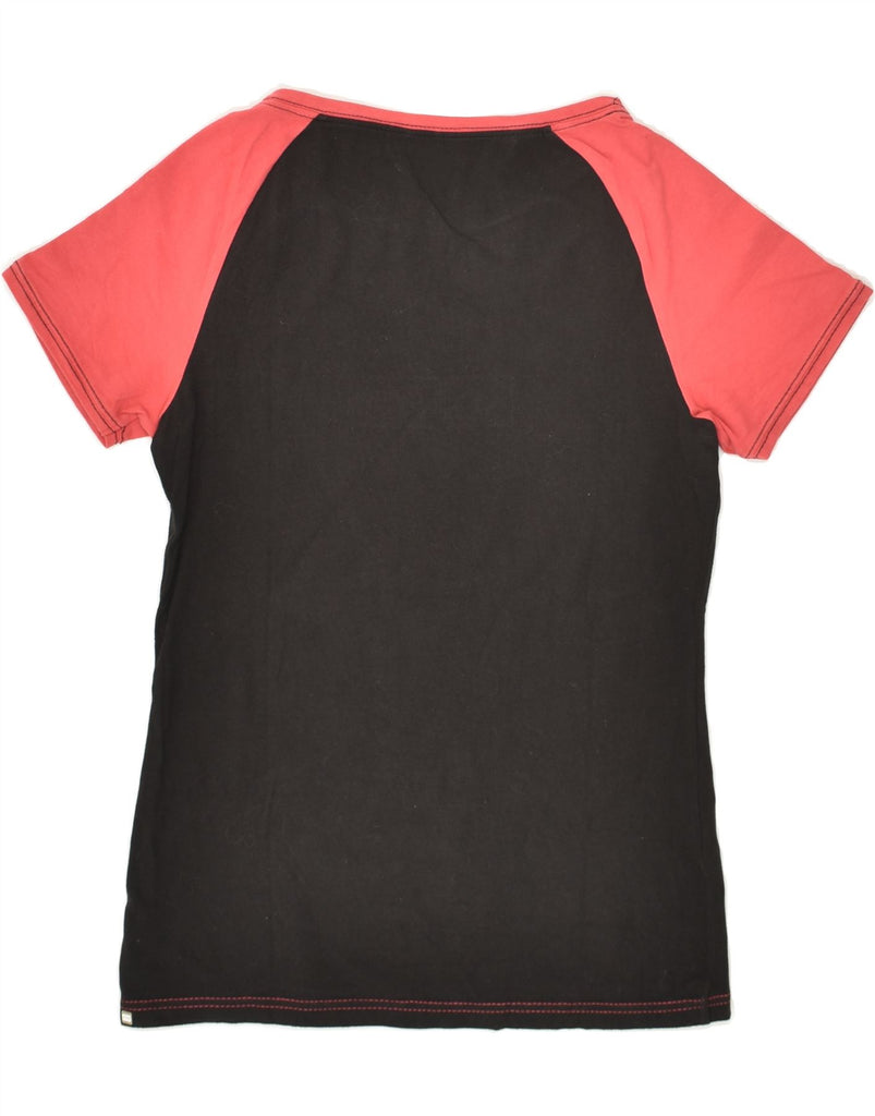 PUMA Womens Graphic T-Shirt Top UK 14 Medium Black Colourblock Cotton | Vintage Puma | Thrift | Second-Hand Puma | Used Clothing | Messina Hembry 