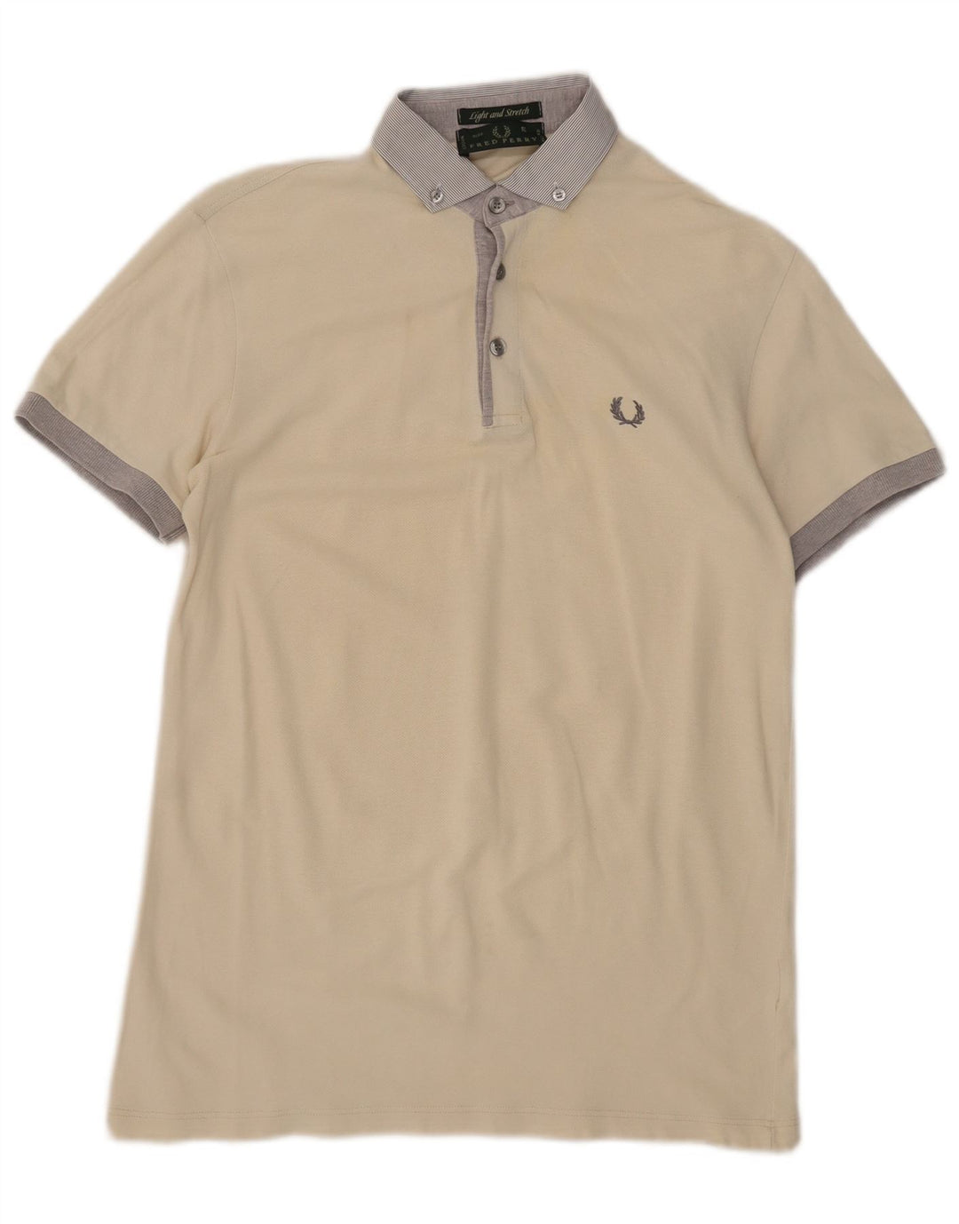 Fred Perry Mens Polo Shirt Small Beige Colourblock