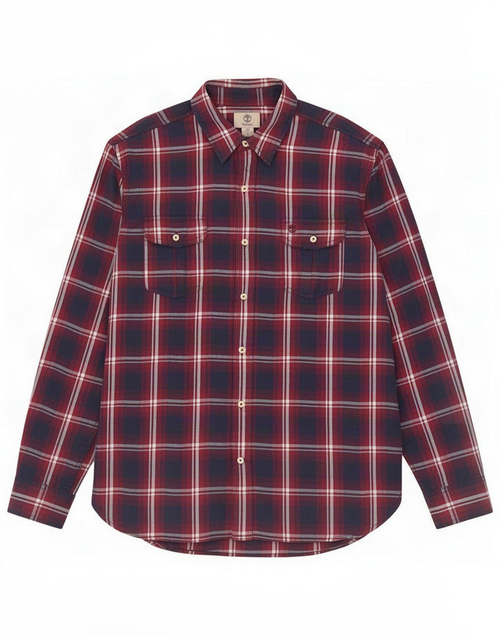 Timberland Mens Regular Fit Shirt Large Red Check Cotton
