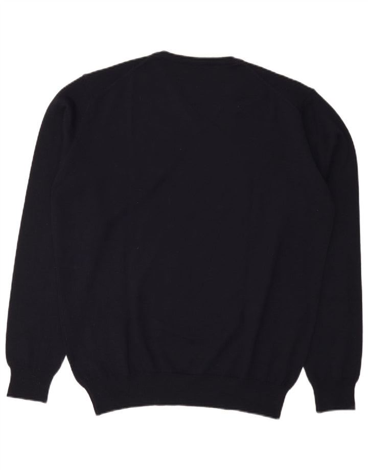 Dack's Mens V-Neck Jumper Sweater XL Navy Blue Wool