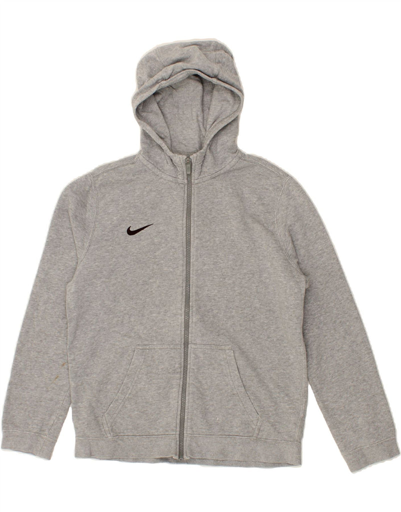 NIKE Boys Graphic Zip Hoodie Sweater 13-14 Years XL Grey Cotton Vintage Nike and Second-Hand Nike from Messina Hembry 