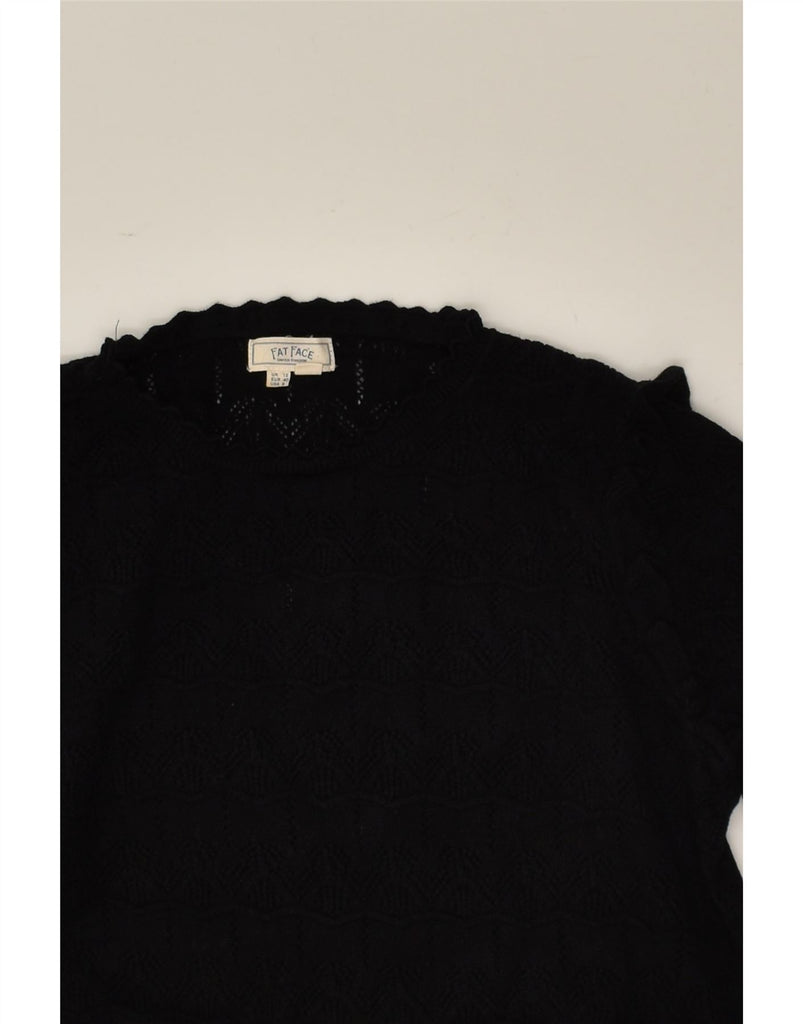 FAT FACE Womens Crew Neck Jumper Sweater UK 12 Medium Black Cotton | Vintage Fat Face | Thrift | Second-Hand Fat Face | Used Clothing | Messina Hembry 