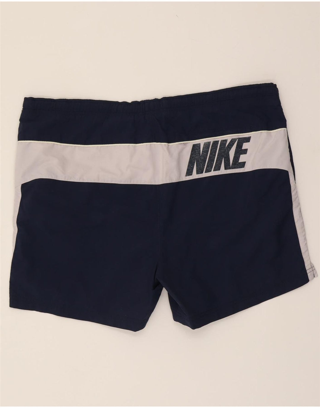 NIKE Mens Graphic Swimming Shorts Large  Navy Blue Colourblock Vintage Nike and Second-Hand Nike from Messina Hembry 