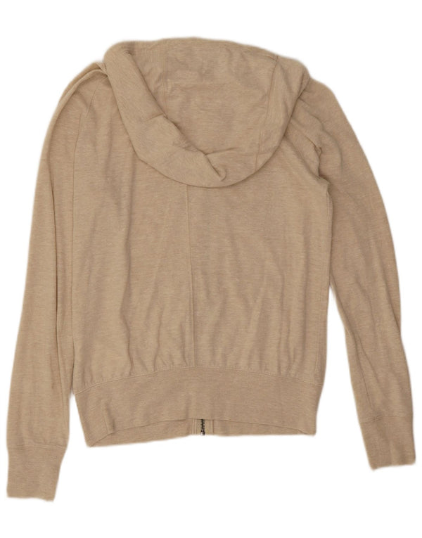 Nike Womens Graphic Oversized Zip Hoodie Sweater UK 10 Small Beige Flecked