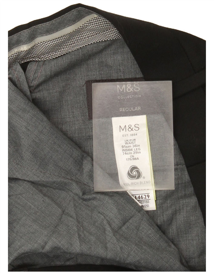 Marks & Spencer Womens Straight Regular Suit Trousers W36 L29 Black Wool