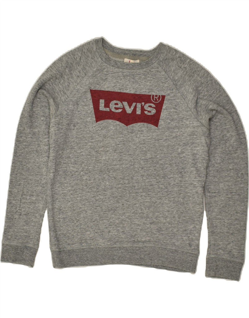 LEVI'S Womens Graphic Sweatshirt Jumper UK 10 Small Grey Cotton | Vintage Levi's | Thrift | Second-Hand Levi's | Used Clothing | Messina Hembry 