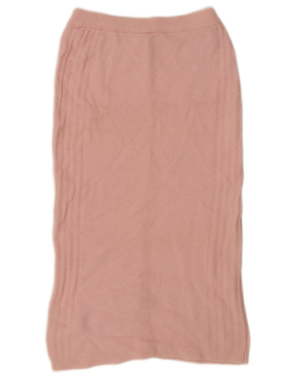 Vintage Womens Knit Midi Skirt EU 38 Medium W34  Pink Lambswool