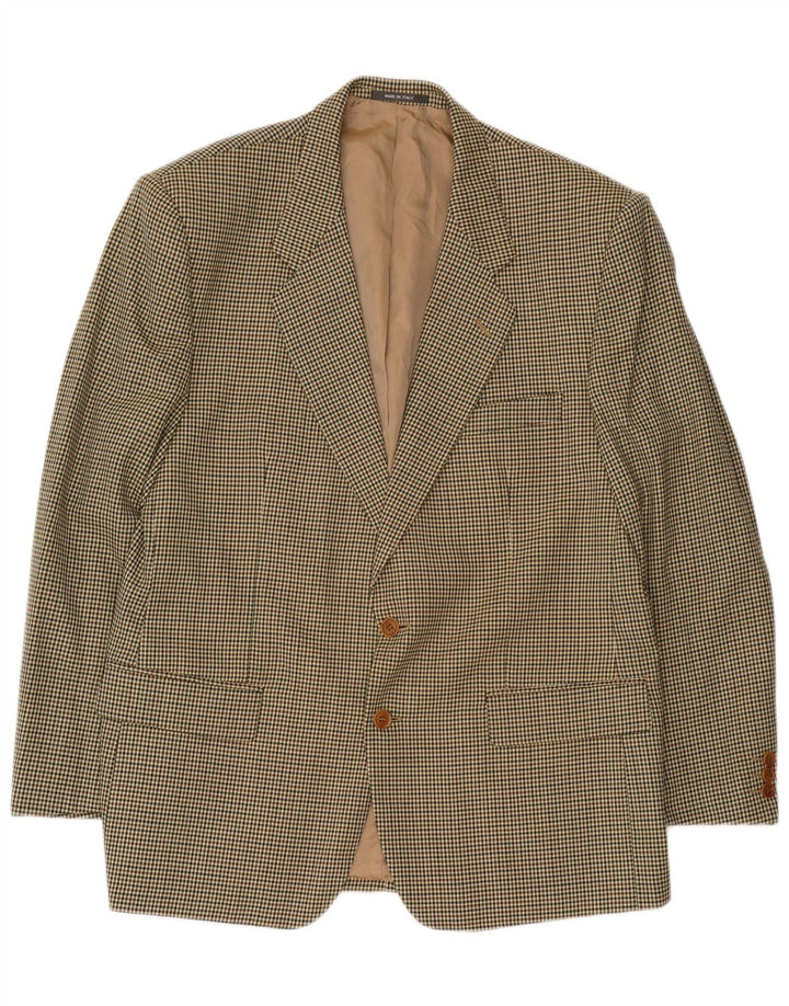 Angiolo Miliotti Mens 2 Button Blazer Jacket UK 42 XL Green Houndstooth