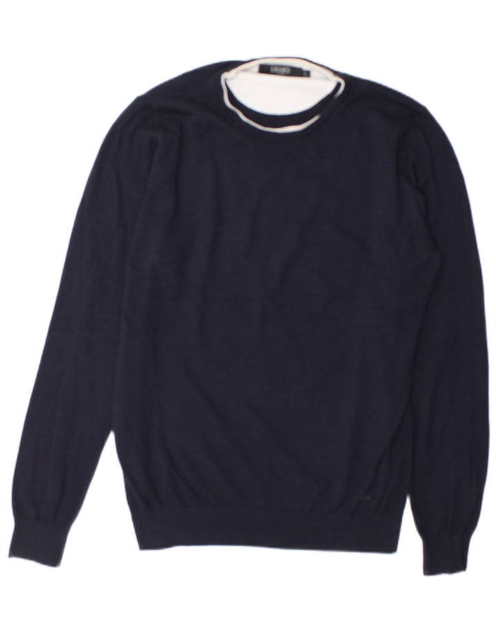 Liu Jo Mens Crew Neck Jumper Sweater Large Navy Blue Cotton
