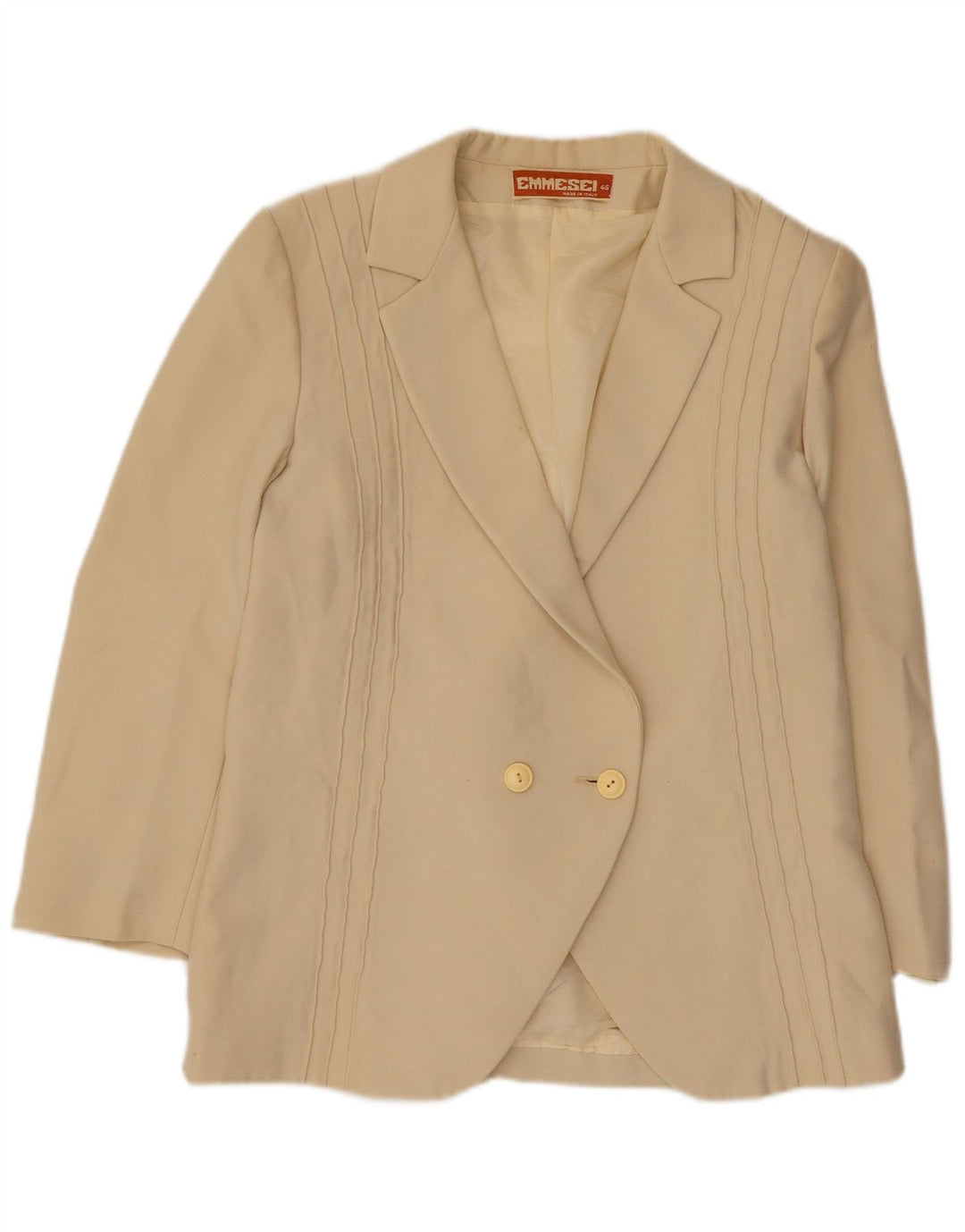 Vintage Womens Double Breasted Blazer Jacket IT 46 Large Beige Polyester