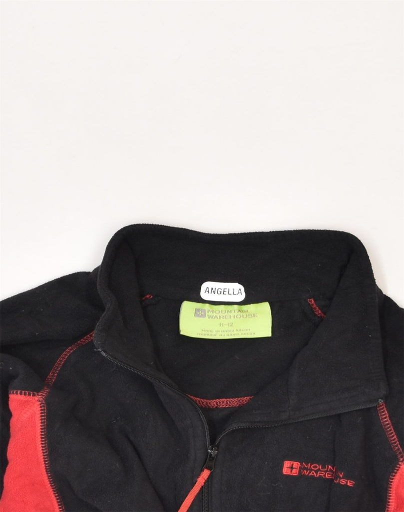 MOUNTAIN WAREHOUSE Girls Zip Neck Fleece Jumper 11-12 Years Black | Vintage | Thrift | Second-Hand | Used Clothing | Messina Hembry 