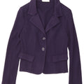 Vintage Womens Knit 2 Button Blazer Jacket UK 10 Small Purple Polyester