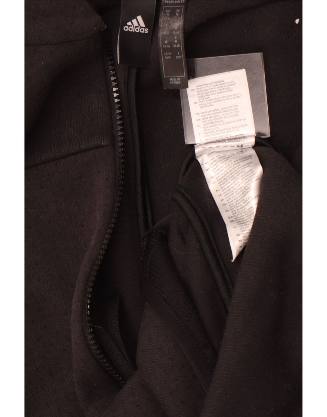 ADIDAS Womens Primegreen Graphic Zip Hoodie Sweater UK 12/14 Medium Black