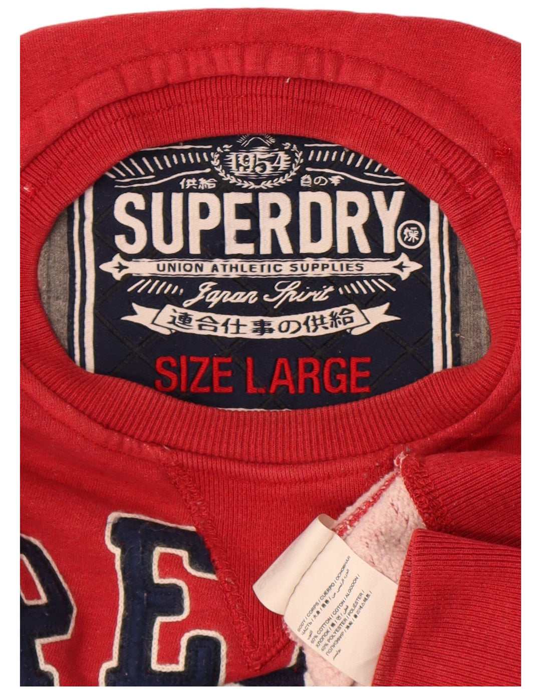 Superdry Mens Graphic Sweatshirt Jumper Large Red Cotton