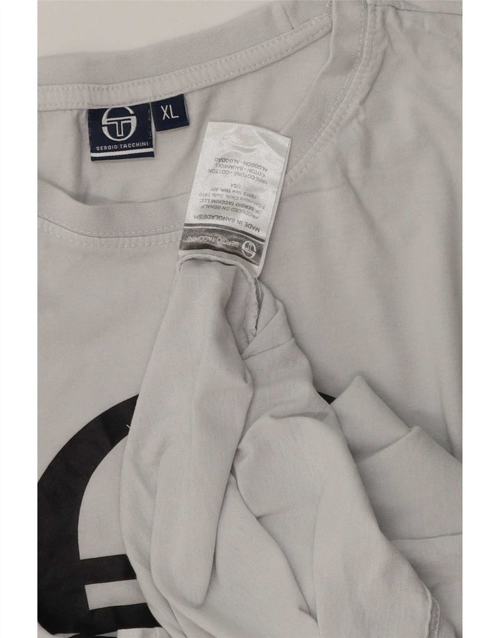 Sergio Tacchini Mens Graphic T-Shirt Top XL Grey Cotton