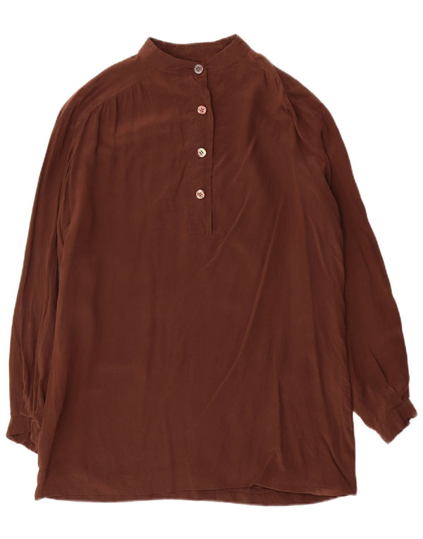 Vintage Womens Long Sleeve Shirt Blouse UK 14 Medium Brown