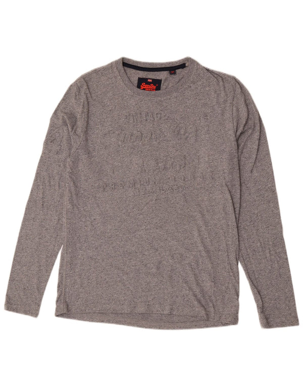 Superdry Mens Graphic Top Long Sleeve Large Grey Cotton