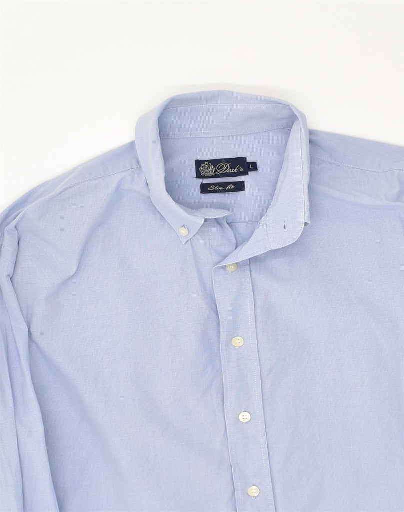 DACK'S Mens Slim Fit Shirt Large Blue Cotton | Vintage Dack's | Thrift | Second-Hand Dack's | Used Clothing | Messina Hembry 