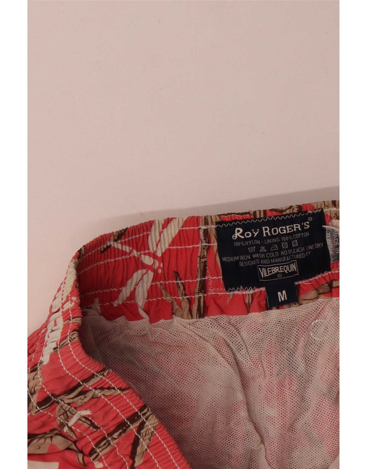 Roy Rogers Mens Swimming Shorts Medium Red Floral Nylon