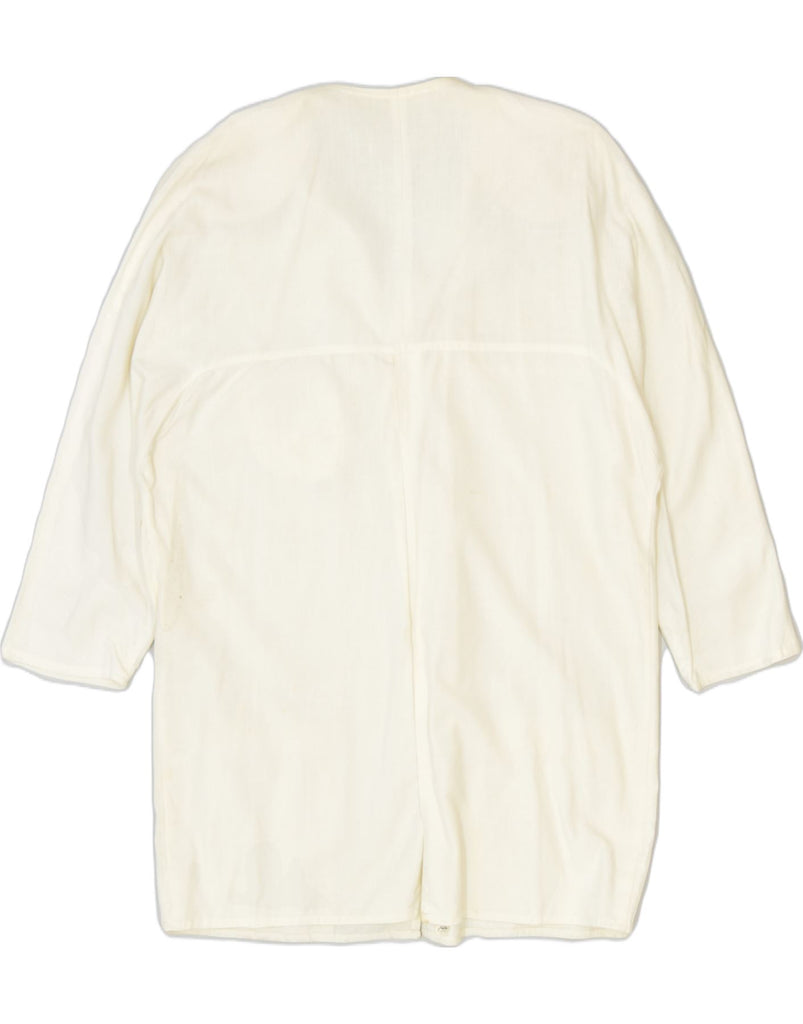 VINTAGE Womens Blazer Jacket UK 20 2XL Off White Cotton | Vintage | Thrift | Second-Hand | Used Clothing | Messina Hembry 