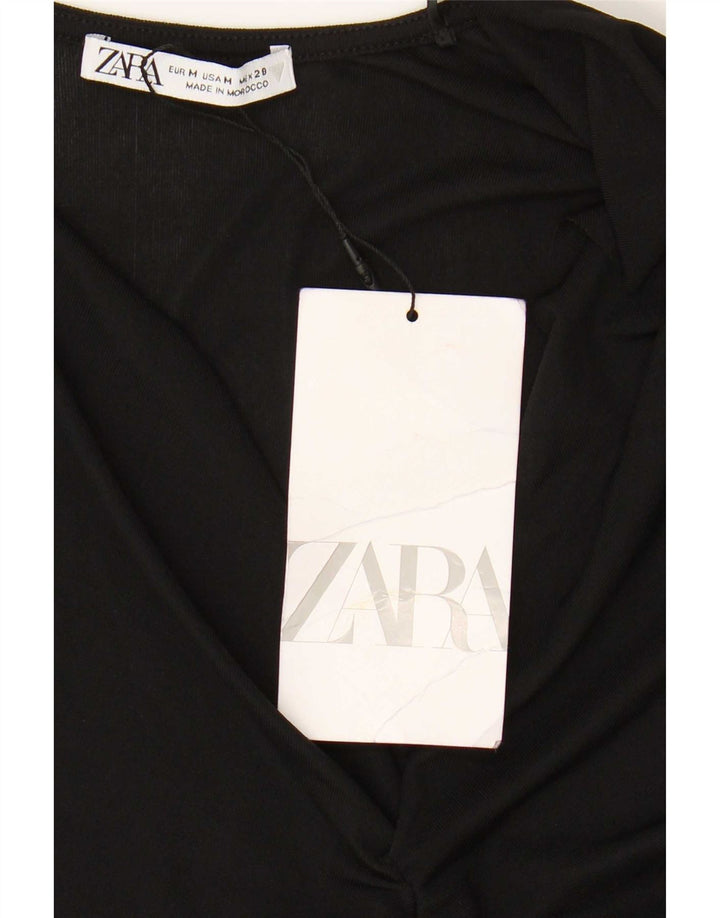 Zara Womens Long Sleeve Blouse Top UK 12 Medium Black Polyester
