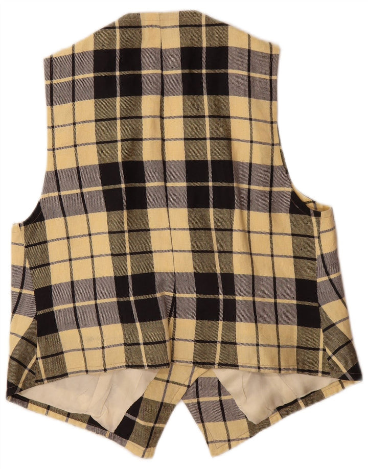 Vintage Womens Waistcoat UK 14 Medium Yellow Plaid