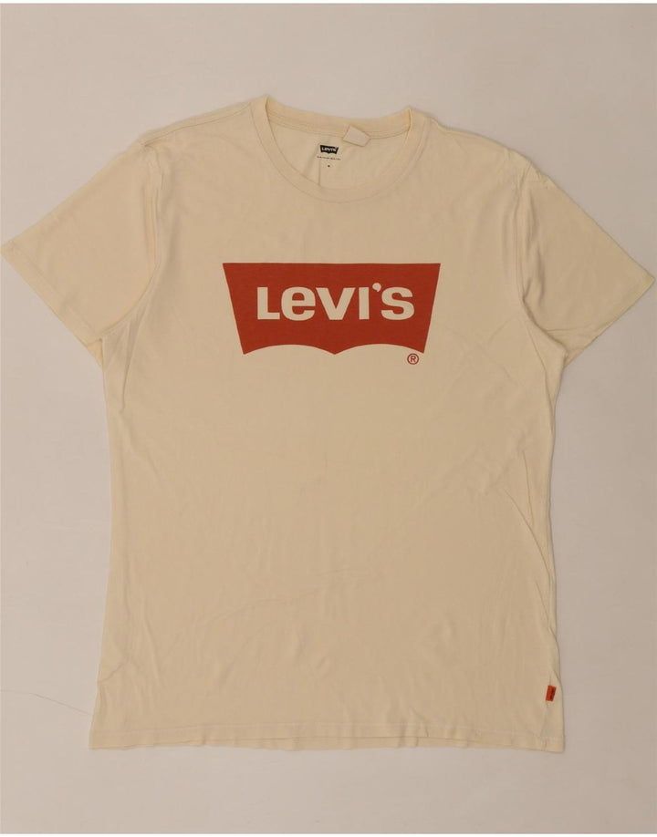 LEVI'S Mens Graphic T-Shirt Top Medium Off White Vintage Levi's and Second-Hand Levi's from Messina Hembry 