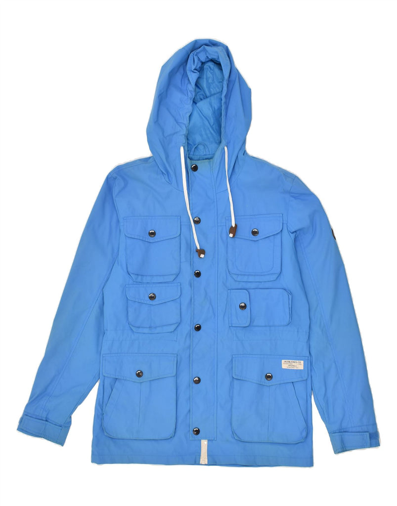 JACK & JONES Mens Hooded Utility Jacket UK 36 Small Blue Nylon | Vintage Jack & Jones | Thrift | Second-Hand Jack & Jones | Used Clothing | Messina Hembry 