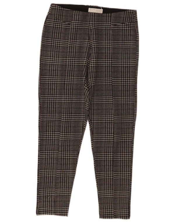 Zara Girls Slim Casual Trousers 13-14 Years W26 L23 Grey Check Polyester