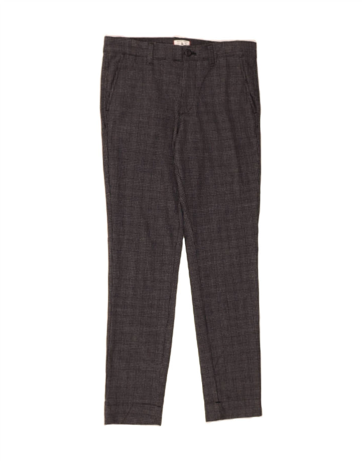 JACK & JONES Mens Slim Chino Trousers W30 L32 Grey Check Polyester Vintage Jack & Jones and Second-Hand Jack & Jones from Messina Hembry 