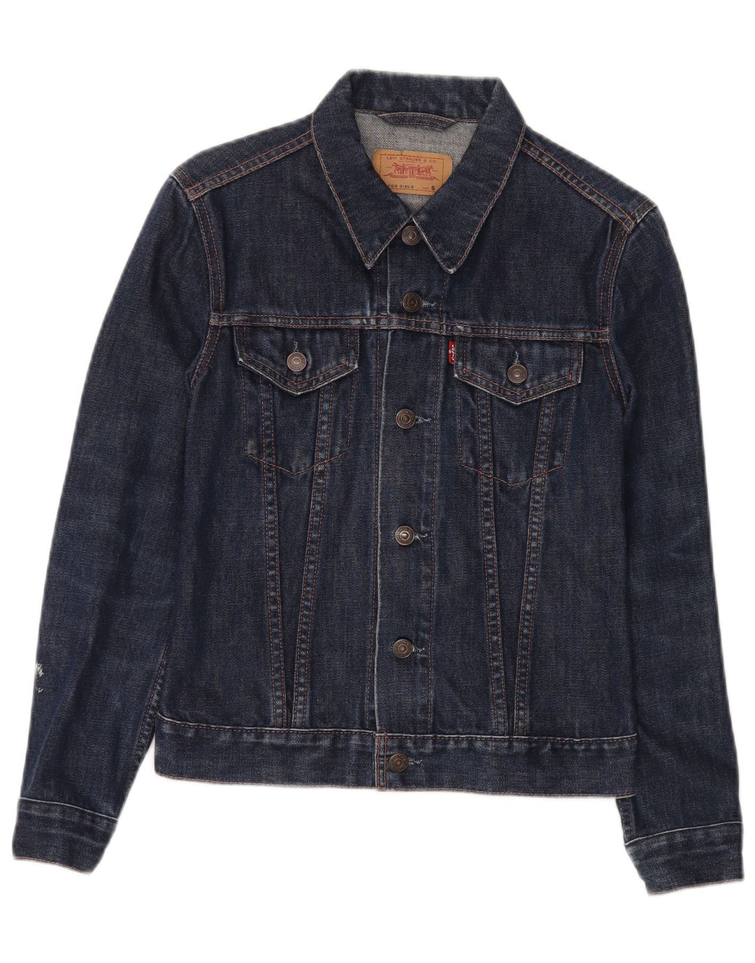 LEVI'S Girls Denim Jacket 9-10 Years Small  Navy Blue Cotton
