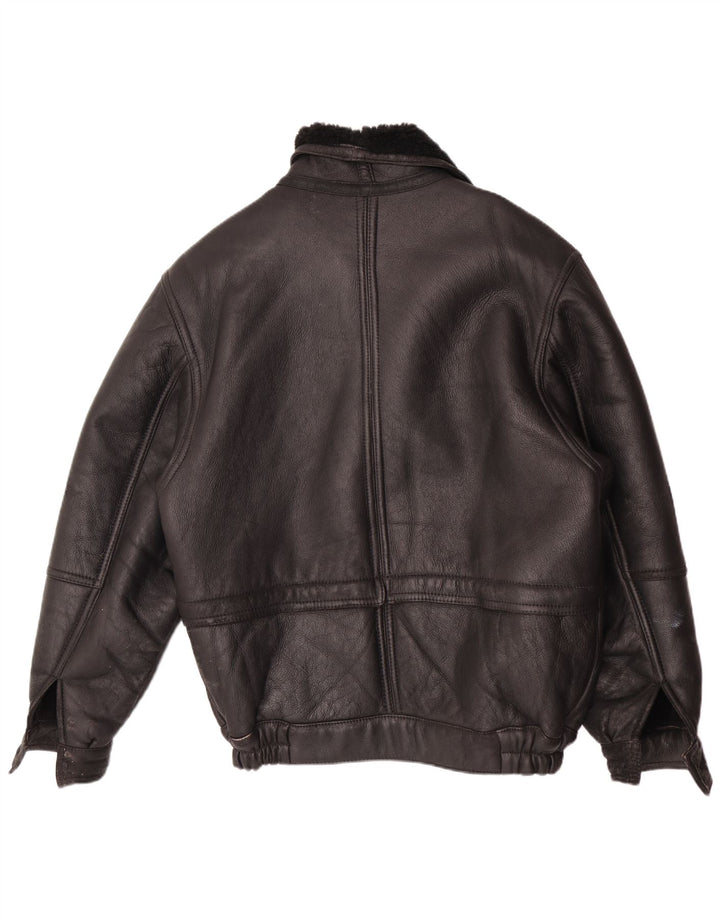 Vintage Mens Shearling Jacket IT 50 Large Black