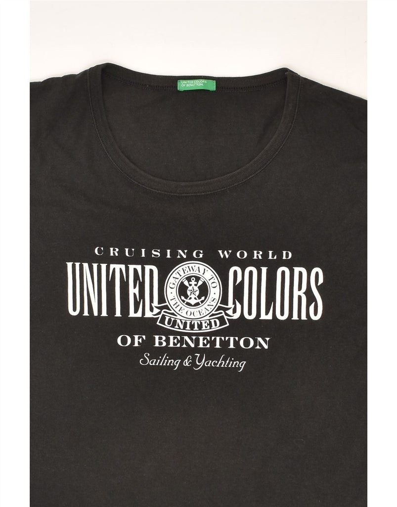 BENETTON Mens Graphic T-Shirt Top Medium Black | Vintage Benetton | Thrift | Second-Hand Benetton | Used Clothing | Messina Hembry 