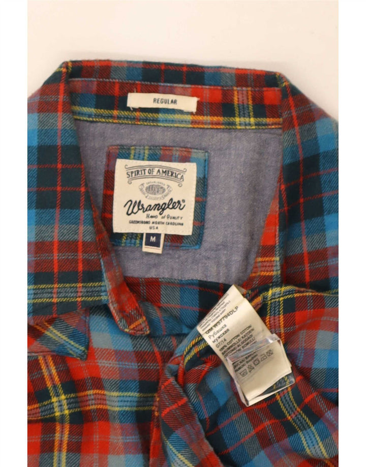 Wrangler Mens Regular Fit Flannel Shirt Medium Red Check Cotton